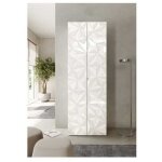 Meuble haut de rangement - 2 portes, 3 �tageres - blanc laqu� - 63 x 35 x 184 cm - parigi