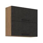 Meuble haut rock - m�lamin� d�cor chene lancelot et gris matera - 2 portes - l80 x h72 cm