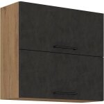 Meuble haut rock - m�lamin� d�cor chene lancelot et gris matera - 2 portes - l80 x h72 cm