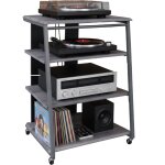 Meuble hi - fi relaxdays, 4 niveaux, pour platine vinyle, cha�ne st�r�o, m�tal & mdf, hxlxp:78x61x52 ...