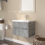 Jinlefu - meuble lavabo avec bassin intgr sonoma gris bois d'ingnierie