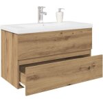 Torana ? meuble lavabo avec vasque simple en bois d'ing�nierie ? dimensions 80x38, 5x45cm ? robinet inclus ...
