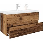 Meuble lavabo avec bassin et robinet intgrs vieux bois