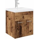 Meuble lavabo avec bassin et robinet int�gr�s vieux bois cfw187113