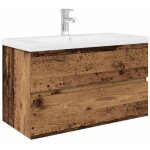 Meuble lavabo avec bassin et robinet int�gr�s vieux bois cfw81975
