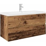 Vidaxl meuble lavabo avec bassin et robinet int�gr�s vieux bois