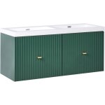 Meuble - lavabo avec double vasque faade en mdf 120 x 46 cm avec 4 tiroirs vert meraude lago