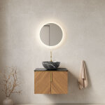 Meuble lavabo mural avec vasque c�ramique noire / meuble 2 portes contreplaqu� - grain bois espresso ...