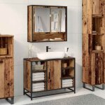 Torana ? meuble bas de salle de bain bois d'ing�nierie 80 x 33 x 60 cm ? 1 porte ? 2 �tag�res ? design ...