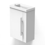 Meuble lave - mains moderne � suspendre avec lavabo, meuble de rangement avec une porte et 2 �tag�res ...