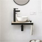 Meuble lave - mains plan fin porte - serviettes ct + vasque blanche