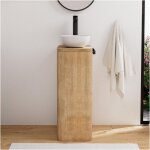 Meuble lave - mains totem en ch�ne massif vieilli