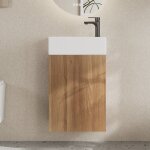 Meuble lave mains avec vasque rectangulaire en c�ramique blanche mate ? pour petit espace deervalley