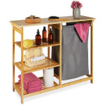 Meuble  linge, tagre avec 3 niveaux, sac amovible, hlp : 80 x 100 x 32 cm, salle de bain, nature - ...