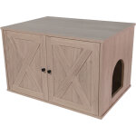 Meuble pour liti�re relaxdays, cloison amovible, entr�e lat�rale, h x l x p 50x80x53 cm, gris clair