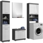 Meuble machine à laver + 2 meubles + miroir anthracite et blanc - orie Meuble machine à laver + 2 meubles + miroir anthracite et blanc - orie