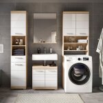 Meuble machine  laver + 2 meubles + miroir chne et blanc - lamby