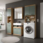 Meuble de machine � laver + 3 meubles ch�ne brun et kaki - olbo