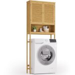 Meuble pour machine � laver bealife avec 1 compartiment ouvert 2 portes �tag�res r�glables ou pour wc ...