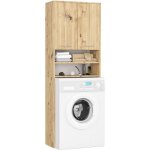 Meuble pour machine � laver fin ch�ne artisan 64 cm 2 portes fa�ade ch�ne artisan niche 4 �tag�res 64x30x180 ...