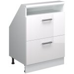 Meuble mansard� rion, blanc / blanc brillant, avec 2 tiroirs, vicco