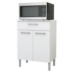 Meuble micro onde blanc 2 portes 1 tiroir 1 niche l 61. 5 h 83. 5 p 38. 8 cm