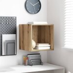Meuble mural ch�ne artisanal 37x37x37 cm - 3 �tag�res en bois d'ing�nierie - rangement mural design pour ...