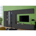 Dmora - meuble mural dfilard, ensemble de salon meuble tv, meuble de salon avec vitrine et lumire led, ...
