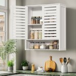 Unho - meuble mural salle de bain meuble suspendu armoire de toilette de rangement 60x20x70cm - blanc ...