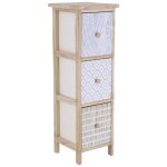 Tendance - meuble paulownia 3 tiroirs imprimes boutons bois - naturel