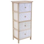 Tendance - meuble paulownia 4 tiroirs imprimes boutons bois - naturel