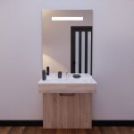 Meuble pmr altea 80 cm avec plan vasque et miroir led elgance ht105 - cambrian oak
