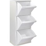 Meuble poubelle avec 3 seaux amovibles blanc 40x25x102h cm - elide