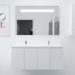 Meuble proline 120 cm avec plan double vasque et miroir elgance ht80 - blanc - plan vasque en cramique ...