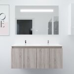 Meuble proline 120 cm avec plan double vasque et miroir elgance ht80 - bois - plan vasque en cramique ...