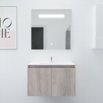 Meuble proline 80 cm avec plan vasque et miroir elégance ht80 - bois - plan vasque en céramique Meuble proline 80 cm avec plan vasque et miroir elégance ht80 - bois - plan vasque en céramique