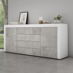 Mai&mai - meuble de rangement avec 2 portes et 4 tiroirs casier de rangement polyvalent buffet blanc ...