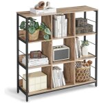 Meuble de rangement 3 niveaux tagre rangement bibliothque style industriel 9 cubes pour salon bureau ...