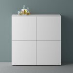 Meuble de rangement avec 4 portes et 8 compartiments casier de rangement polyvalent buffet blanc mat ... Meuble de rangement avec 4 portes et 8 compartiments casier de rangement polyvalent buffet blanc mat ...