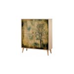 Meuble de rangement 4 portes en bois clair  lamelles kiza 729