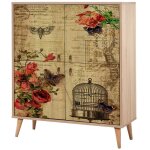 Meuble de rangement 4 portes en bois clair  lamelles kiza 734