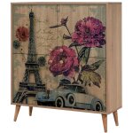 Meuble de rangement 4 portes bois naturel kiza 733