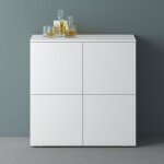 Meuble de rangement avec 4 portes et 4 compartiments casier de rangement polyvalent buffet blanc mat ...