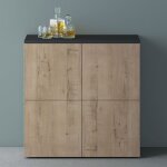 Meuble de rangement avec 4 portes et 4 compartiments casier de rangement polyvalent buffet gris noir ...