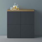 Meuble de rangement avec 4 portes et 4 compartiments casier de rangement polyvalent buffet marron clair ... Meuble de rangement avec 4 portes et 4 compartiments casier de rangement polyvalent buffet marron clair ...