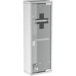 Meuble de rangement armoire � pharmacie secours 20x12x58cm inox argent verre d�poli maison bureau