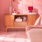 Meuble de rangement arrondi en bois naturel naturel 40x120x60 cm