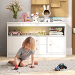 Design in - meuble de rangement biblioth�que en bois pour enfants 2 tiroirs 2 portes blanc