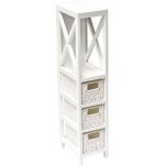 Tendance - meuble mdf blanc 1 etagere 3 paniers papier tresses - blanc