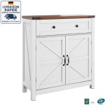 Meuble de rangement - buffet - plans de travail effet noyer - scandinave - deux portes + un tiroir - ...